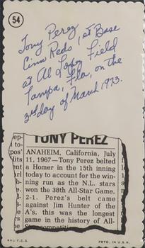1974 Topps Deckle - White Backs #54 Tony Perez Back