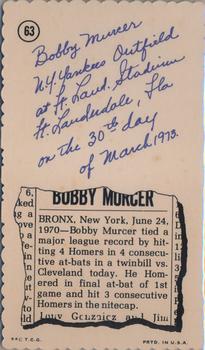1974 Topps Deckle - White Backs #63 Bobby Murcer Back