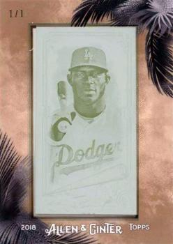 2018 Topps Allen & Ginter - Framed Mini Yellow Printing Plate #68 Yasiel Puig Front