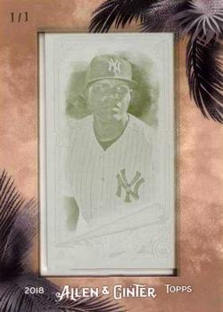 2018 Topps Allen & Ginter - Framed Mini Yellow Printing Plate #128 Dellin Betances Front