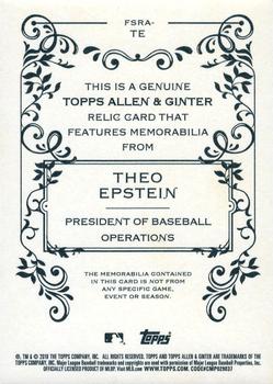 2018 Topps Allen & Ginter - Full-Size Relics #FSRA-TE Theo Epstein Back