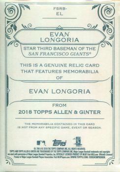 2018 Topps Allen & Ginter - Full-Size Relics #FSRB-EL Evan Longoria Back
