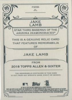 2018 Topps Allen & Ginter - Full-Size Relics #FSRB-JL Jake Lamb Back