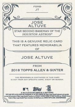 2018 Topps Allen & Ginter - Full-Size Relics #FSRB-JT Jose Altuve Back