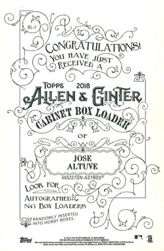 2018 Topps Allen & Ginter - Box Loaders #BL-3 Jose Altuve Back