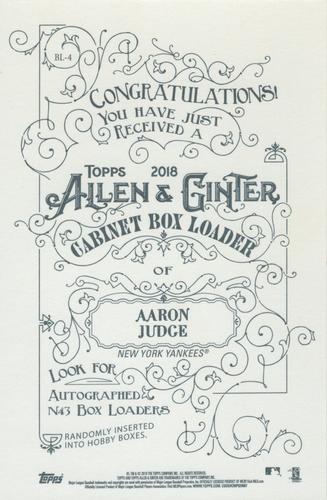 2018 Topps Allen & Ginter - Box Loaders #BL-4 Aaron Judge Back
