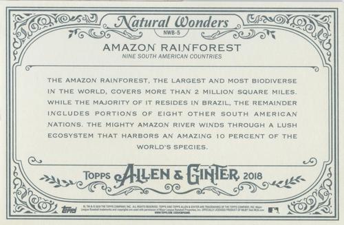2018 Topps Allen & Ginter - Natural Wonders #NWB-5 Amazon Rainforest Back