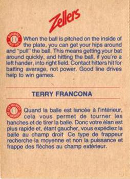 1982 Zellers Montreal Expos #5C Terry Francona Back