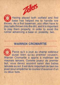 1982 Zellers Montreal Expos #7A Warren Cromartie Back