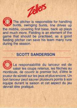 1982 Zellers Montreal Expos #17B Scott Sanderson Back