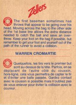 1982 Zellers Montreal Expos #18C Warren Cromartie Back