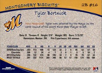 2012 Grandstand Montgomery Biscuits #1 Tyler Bortnick Back