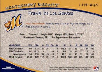 2012 Grandstand Montgomery Biscuits #5 Frank De Los Santos Back