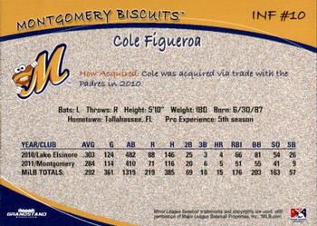 2012 Grandstand Montgomery Biscuits #7 Cole Figueroa Back