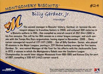 2012 Grandstand Montgomery Biscuits #9 Billy Gardner Jr. Back