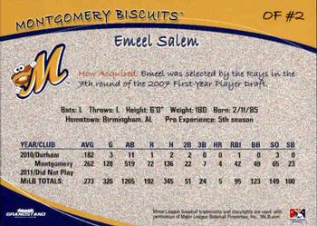 2012 Grandstand Montgomery Biscuits #18 Emeel Salem Back