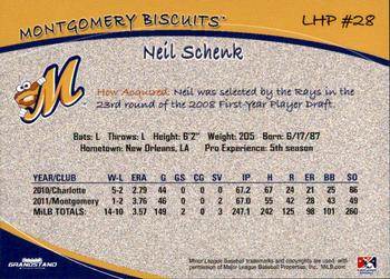 2012 Grandstand Montgomery Biscuits #19 Neil Schenk Back