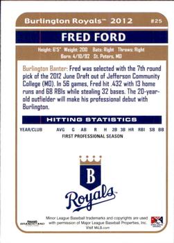 2012 Grandstand Burlington Royals #8 Fred Ford Back