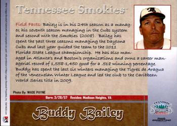 2012 Grandstand Tennessee Smokies #NNO Buddy Bailey Back