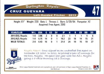 2013 Grandstand Burlington Royals #9 Cruz Guevara Back