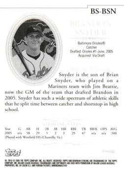 2005 Bowman Sterling #BS-BSN Brandon Snyder Back