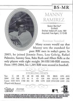 2005 Bowman Sterling #BS-MR Manny Ramirez Back