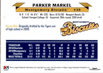 2015 Grandstand Montgomery Biscuits #13 Parker Markel Back