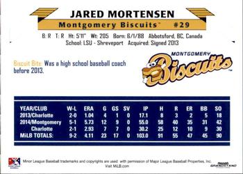 2015 Grandstand Montgomery Biscuits #14 Jared Mortensen Back