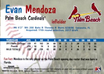 2018 Grandstand Palm Beach Cardinals #NNO Evan Mendoza Back