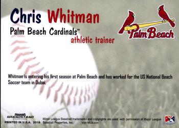 2018 Grandstand Palm Beach Cardinals #NNO Chris Whitman Back