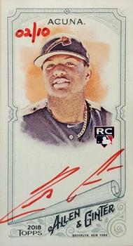 2018 Topps Allen & Ginter - Framed Mini Baseball Autographs Red Ink #MA-RA Ronald Acuna Front