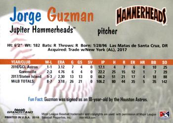 2018 Grandstand Jupiter Hammerheads #14 Jorge Guzman Back