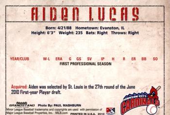 2010 Grandstand Johnson City Cardinals #18 Aiden Lucas Back
