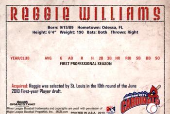 2010 Grandstand Johnson City Cardinals #37 Reggie Williams Back