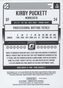2018 Donruss Optic - Bronze #108 Kirby Puckett Back