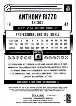 2018 Donruss Optic - Pink #107 Anthony Rizzo Back