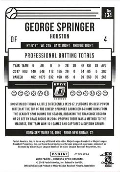 2018 Donruss Optic - Shock #134 George Springer Back