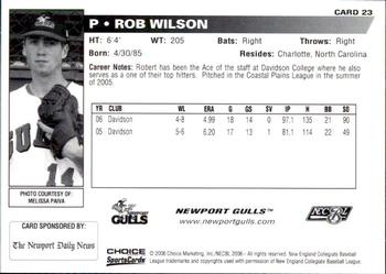 2006 Choice Newport Gulls #23 Rob Wilson Back