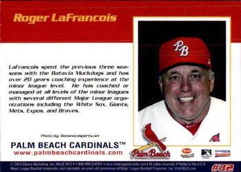 2013 Choice Palm Beach Cardinals #32 Roger LaFrancois Back