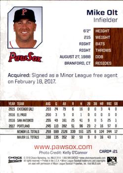 2018 Choice Pawtucket Red Sox #21 Mike Olt Back