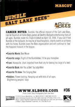 2016 Choice Salt Lake Bees #36 Bumble Back