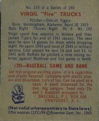 1949 Bowman #219 Virgil 