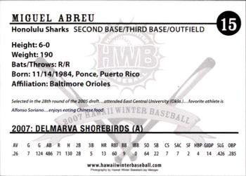 2007 Honolulu Sharks #NNO Miguel Abreu Back