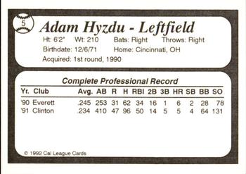 1992 Cal League All-Stars #5 Adam Hyzdu Back