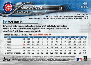2018 Topps Chrome - Prism Refractor #49 Anthony Rizzo Back