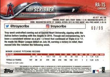 2018 Topps Chrome - Rookie Autographs Green Refractor #RA-TS Troy Scribner Back