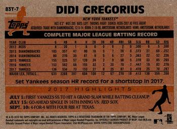 2018 Topps Chrome - 1983 Topps Baseball 35th Anniversary Refractor #83T-7 Didi Gregorius Back