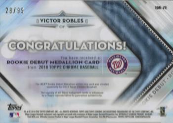 2018 Topps Chrome - Rookie Debut Medallion Green Refractor #RDM-VR Victor Robles Back