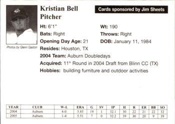 2005 Auburn Doubledays #5 Kristian Bell Back