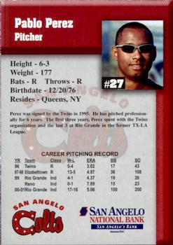 2002 San Angelo Colts #17 Pablo Perez Back